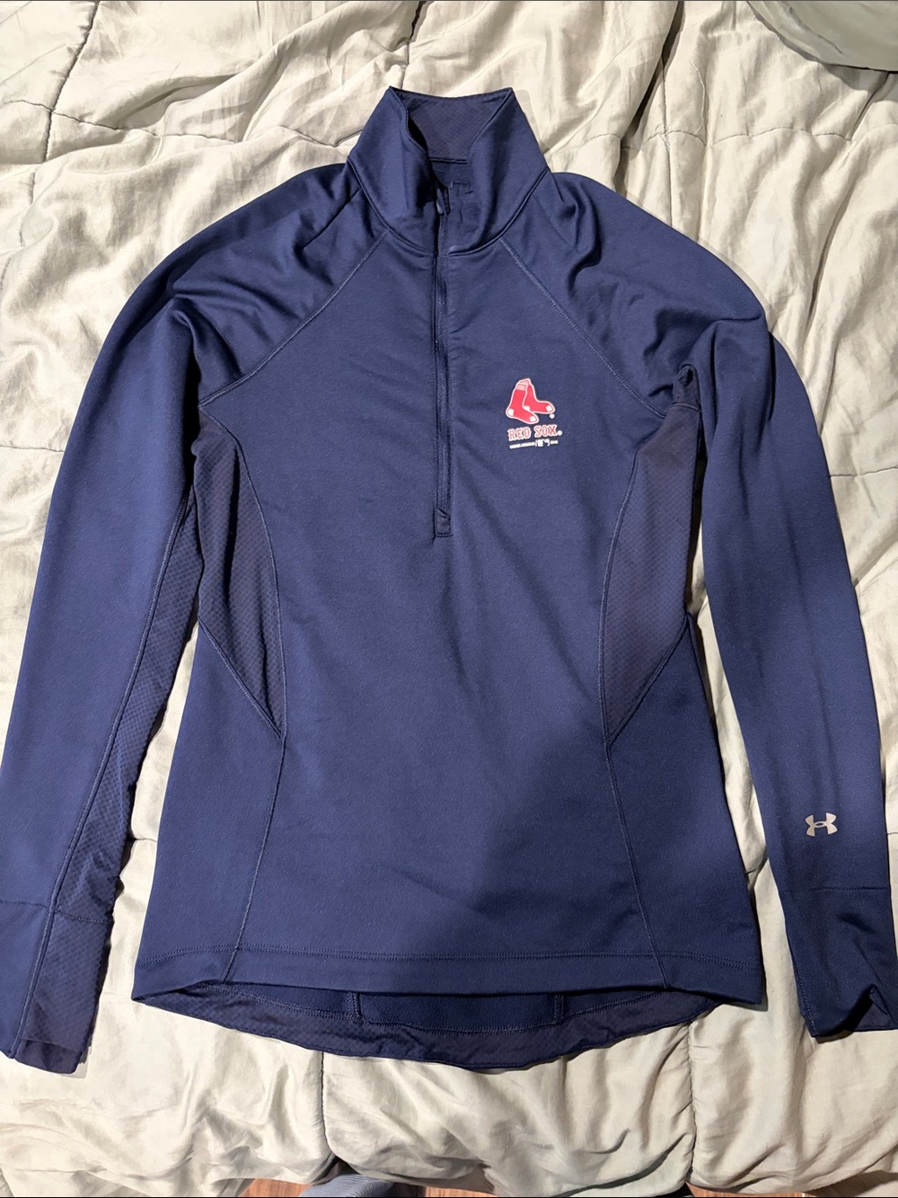 Under Armour Women's Navy Quarter-Zip Pullover with Red Sox Logo